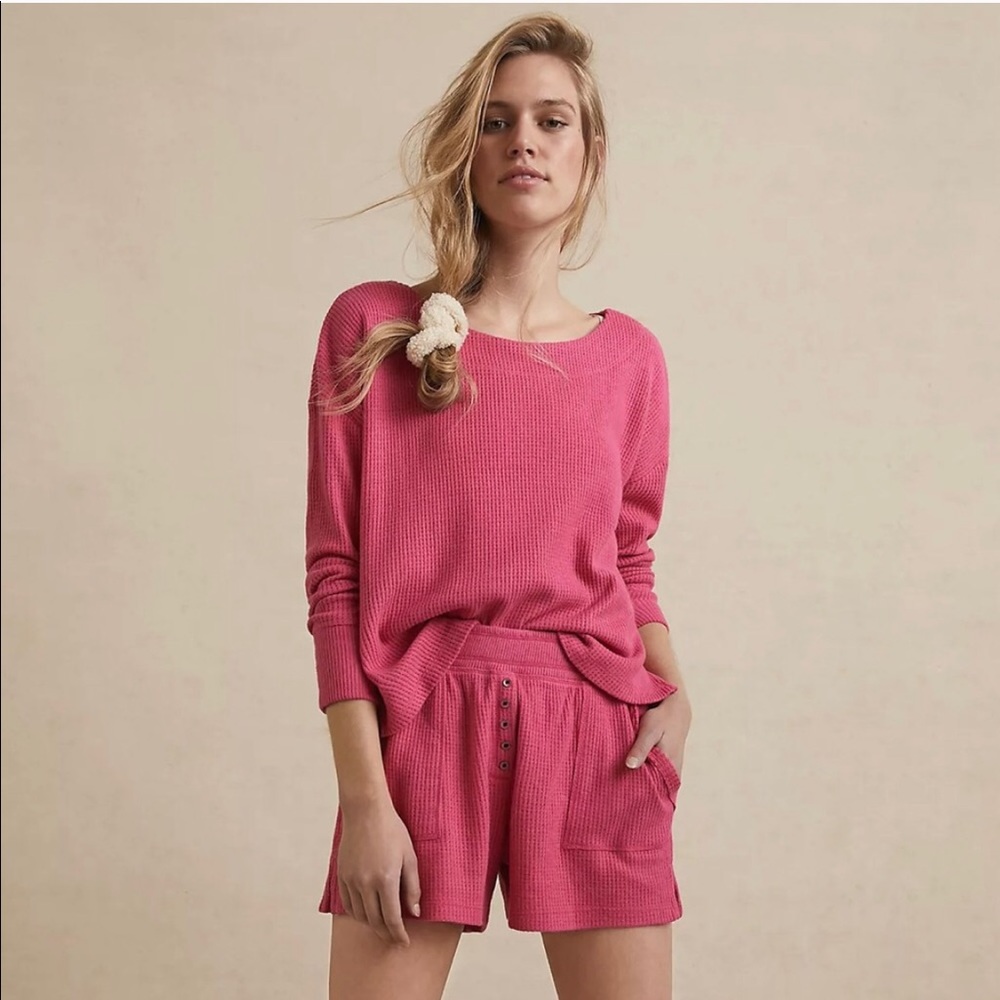 New Anthropologie Pink Waffle Lounge Set